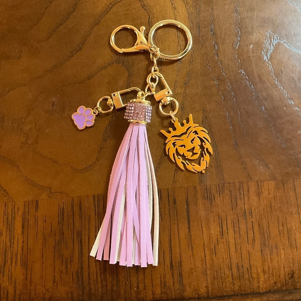 LSU Tigers Detachable Purse Keychain with a Lavender Tassel